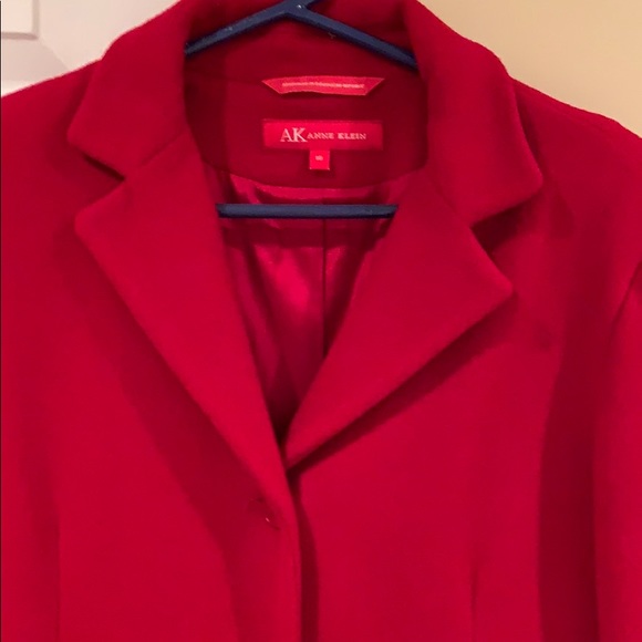 Anne Klein red wool coat - Picture 2 of 3